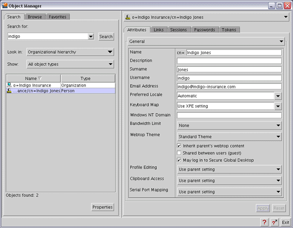 Object Manager のスクリーンキャプチャー